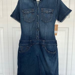 True Religion Bodycon Denim Dress Fossil Slk Sn Large